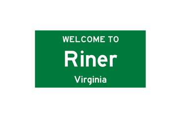 Riner, Virginia, USA. City limit sign on transparent background. 