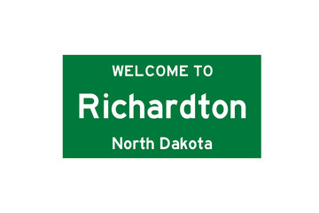 Richardton, North Dakota, USA. City limit sign on transparent background. 