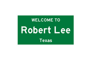Robert Lee, Texas, USA. City limit sign on transparent background. 