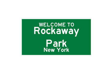 Rockaway Park, New York, USA. City limit sign on transparent background. 