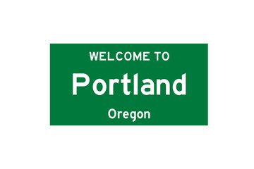 Portland, Oregon, USA. City limit sign on transparent background. 