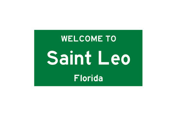 Saint Leo, Florida, USA. City limit sign on transparent background. 