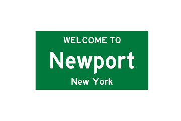 Newport, New York, USA. City limit sign on transparent background. 