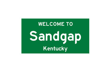Sandgap, Kentucky, USA. City limit sign on transparent background. 