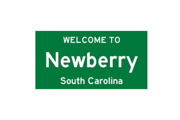 Newberry, South Carolina, USA. City limit sign on transparent background. 