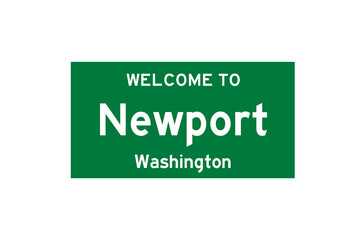 Newport, Washington, USA. City limit sign on transparent background. 