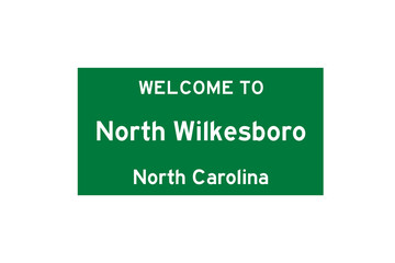 North Wilkesboro, North Carolina, USA. City limit sign on transparent background.  © Rezona
