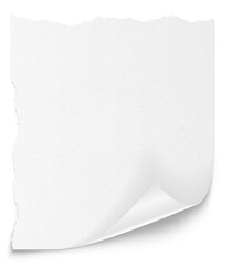 Podarta pogięta biała karteczka z zagiętym rogiem. - obrazy, fototapety, plakaty