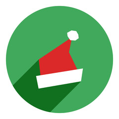 flat icon of christmas hat. green icon in flat style of abstract christmas hat. web browser icon.