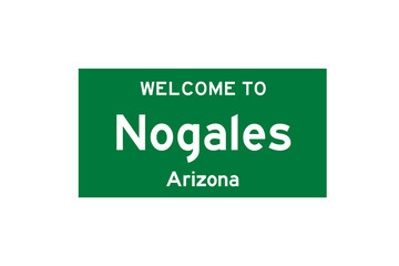 Nogales, Arizona, USA. City limit sign on transparent background. 