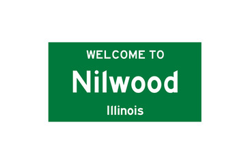 Nilwood, Illinois, USA. City limit sign on transparent background. 