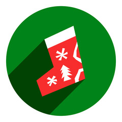 flat icon christmas sock. green icon in flat style of abstract christmas sock. web browser icon.