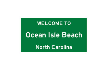 Ocean Isle Beach, North Carolina, USA. City limit sign on transparent background. 