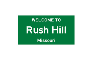 Rush Hill, Missouri, USA. City limit sign on transparent background. 