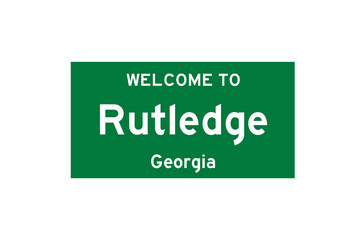 Rutledge, Georgia, USA. City limit sign on transparent background. 