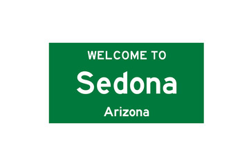 Sedona, Arizona, USA. City limit sign on transparent background. 