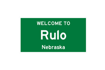 Rulo, Nebraska, USA. City limit sign on transparent background. 