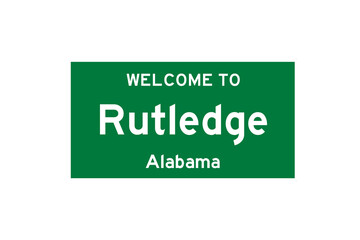 Rutledge, Alabama, USA. City limit sign on transparent background. 