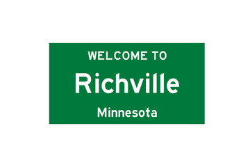 Richville, Minnesota, USA. City limit sign on transparent background. 