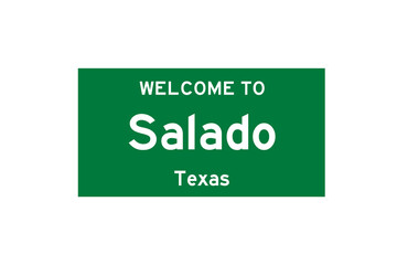 Salado, Texas, USA. City limit sign on transparent background. 