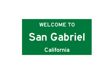 San Gabriel, California, USA. City limit sign on transparent background. 