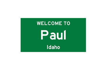 Paul, Idaho, USA. City limit sign on transparent background. 