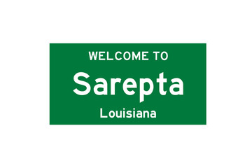 Sarepta, Louisiana, USA. City limit sign on transparent background. 
