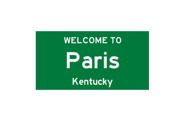 Paris, Kentucky, USA. City limit sign on transparent background. 