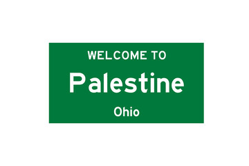 Palestine, Ohio, USA. City limit sign on transparent background. 