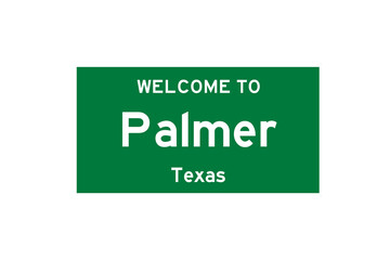 Palmer, Texas, USA. City limit sign on transparent background. 
