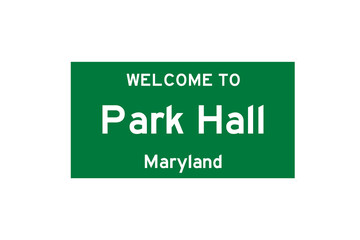 Park Hall, Maryland, USA. City limit sign on transparent background. 