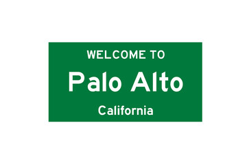 Palo Alto, California, USA. City limit sign on transparent background. 
