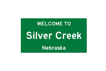 Silver Creek, Nebraska, USA. City limit sign on transparent background. 