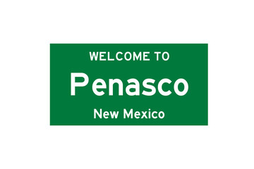 Penasco, New Mexico, USA. City limit sign on transparent background. 