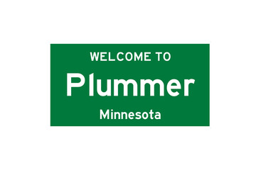 Plummer, Minnesota, USA. City limit sign on transparent background. 