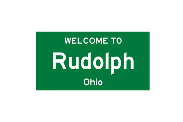 Rudolph, Ohio, USA. City limit sign on transparent background. 