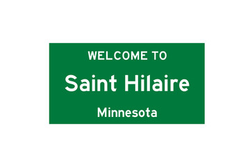 Saint Hilaire, Minnesota, USA. City limit sign on transparent background. 