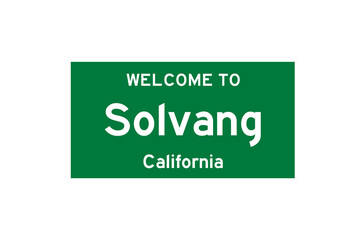 Solvang, California, USA. City limit sign on transparent background. 