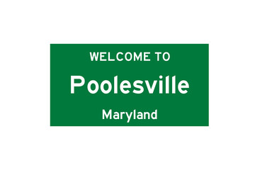 Poolesville, Maryland, USA. City limit sign on transparent background. 