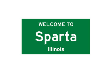 Sparta, Illinois, USA. City limit sign on transparent background. 