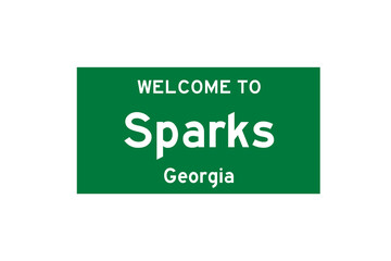 Sparks, Georgia, USA. City limit sign on transparent background. 