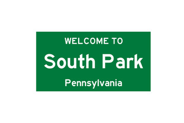 South Park, Pennsylvania, USA. City limit sign on transparent background. 