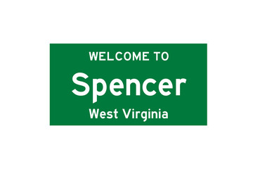 Spencer, West Virginia, USA. City limit sign on transparent background. 