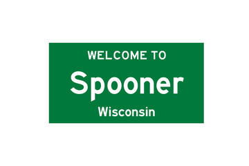 Spooner, Wisconsin, USA. City limit sign on transparent background. 
