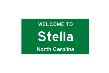 Stella, North Carolina, USA. City limit sign on transparent background. 