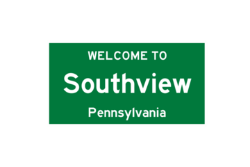 Southview, Pennsylvania, USA. City limit sign on transparent background. 