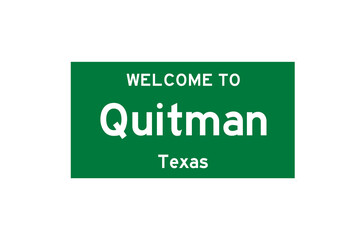 Quitman, Texas, USA. City limit sign on transparent background. 