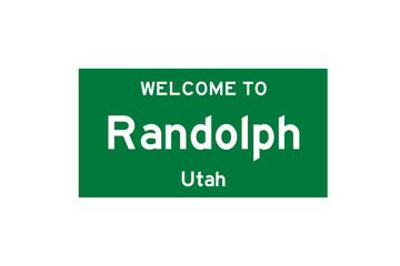 Randolph, Utah, USA. City limit sign on transparent background. 