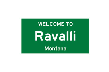 Ravalli, Montana, USA. City limit sign on transparent background. 