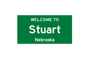 Stuart, Nebraska, USA. City limit sign on transparent background. 